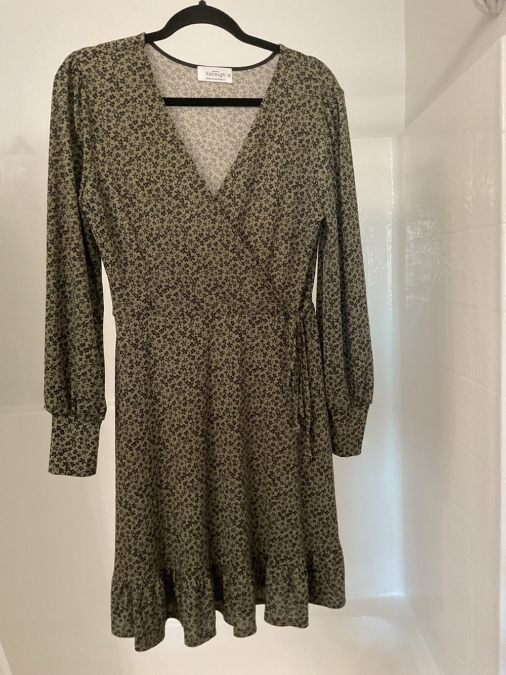 Kaileigh Olive Green Floral Wrap Dress